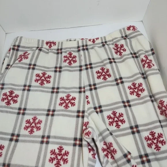 Disney Fleece Pajama Pants Plaid‎ Snowflake Cozy Lounge Bottoms Size M - Picture 4 of 5
